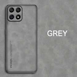 Luxurious Shockproof Matte Leather Phone Case with Soft Back Cover and Skin Feel Finish for Honor X6c (GRAY)