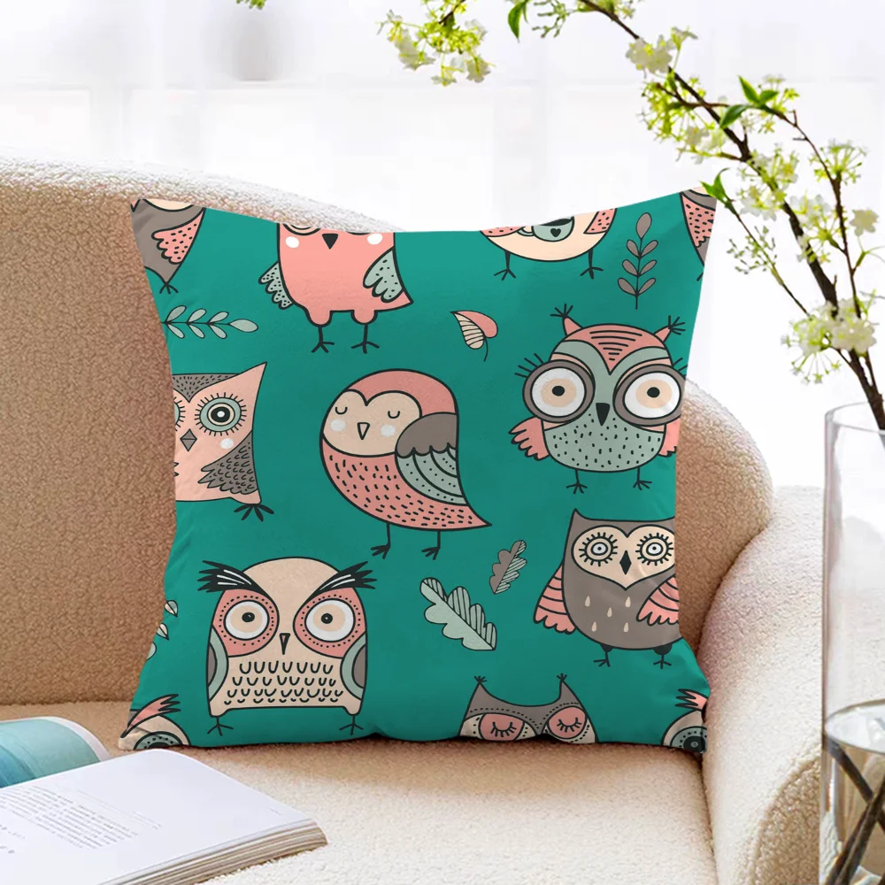 

Owl Car Sofa Short Plush Cushion Cover Home Textile Garden