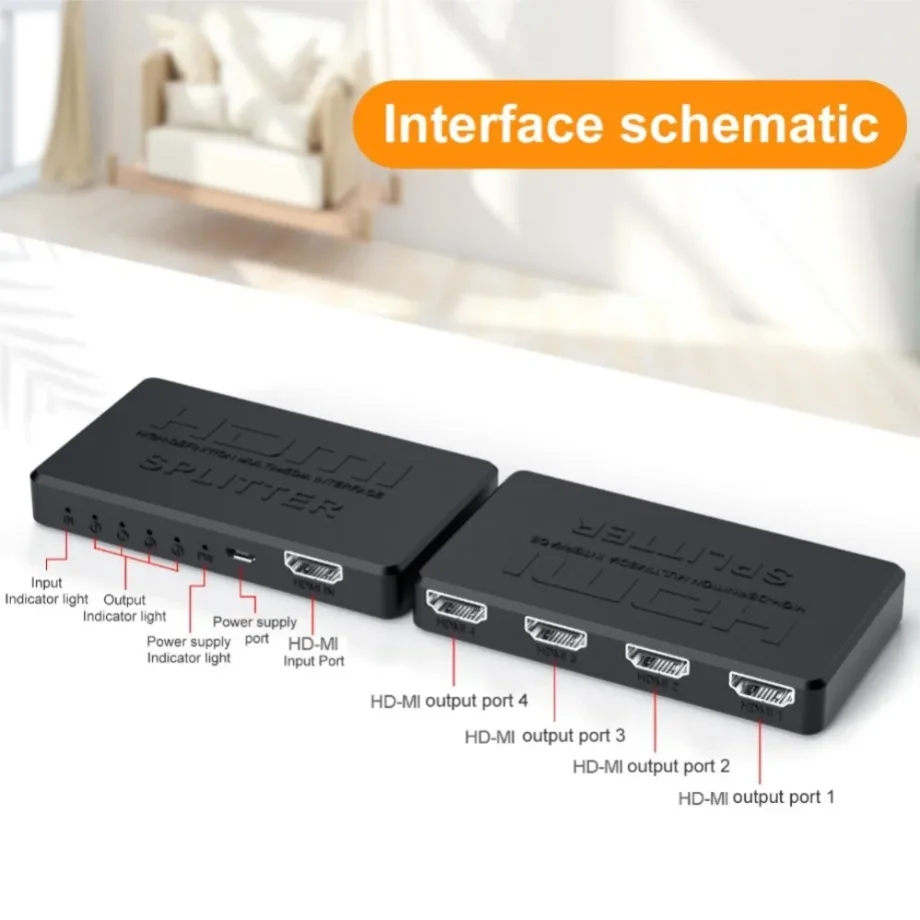 4x1 HDMI-compatible Video Switcher HD 4K HDMI Splitter 1 in 4 out HDMI Switch 2x