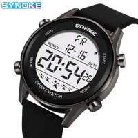 SYNOKE Men Outdoor Sports Multifunctional Waterproof Large Screen Display Luminous LED Digital For Men Fashion Silicon Watch 2