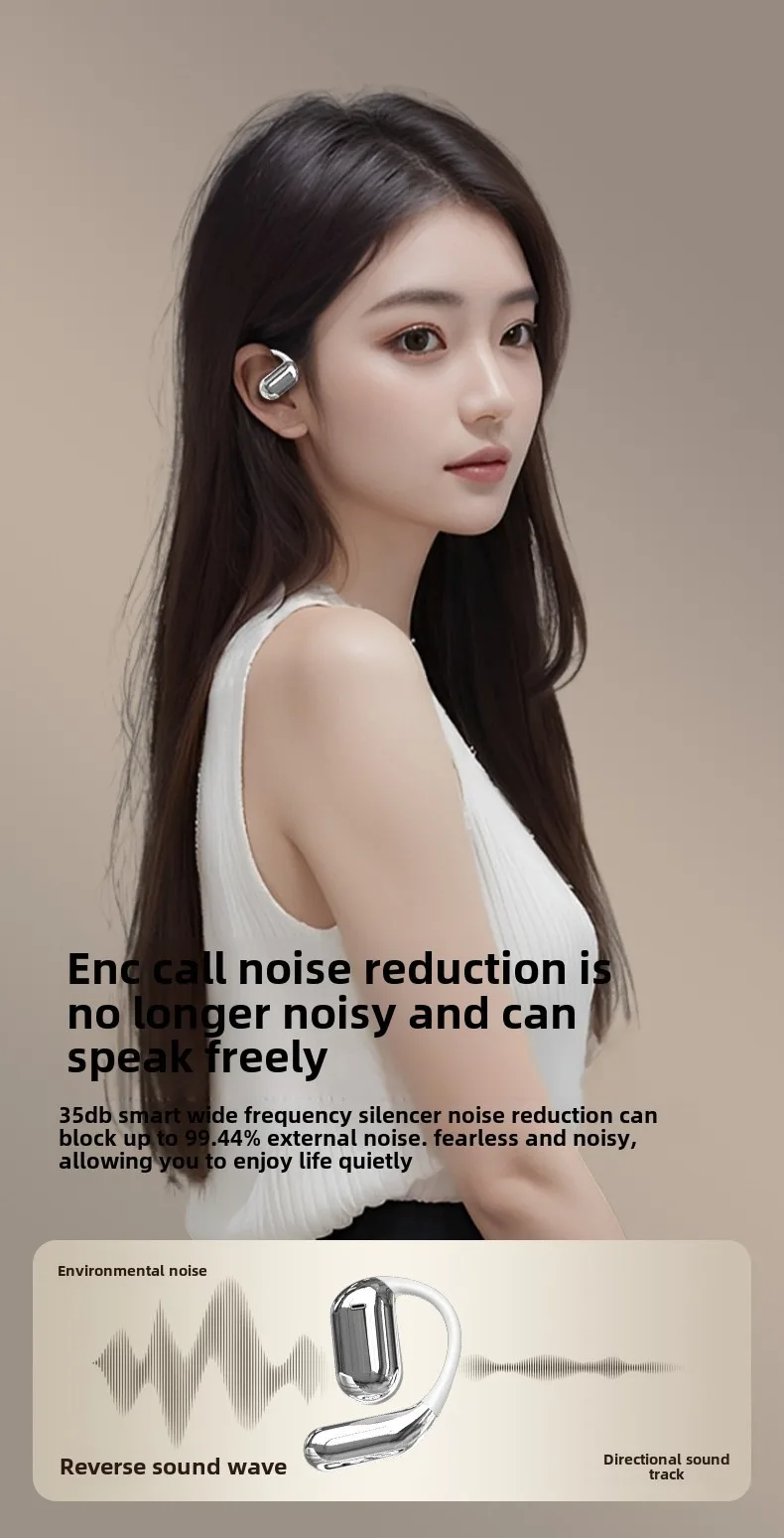 Cross-border hot-selling LCD hanging ear open earphones with full-color touch sc