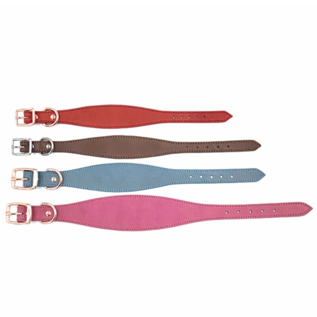 Wide Padded Dogs Collar Genuine Leathers Puppy Collars for Lurchers Italian Greyhounds Comfortable Pet Dogs Accessories B03E 2