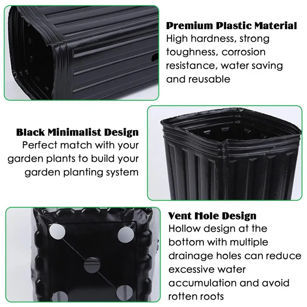 Plastic Tall Square Plant Seeding Pots for Gardening