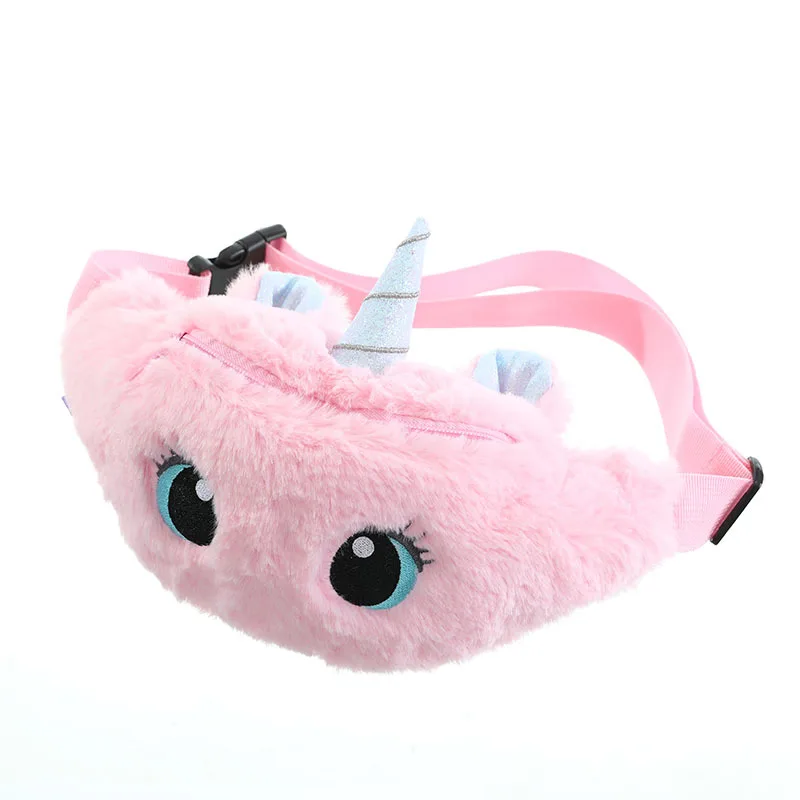 Cute Unicorn Female Waist Bag Kids Fanny Pack Cartoon Plush Women Belt Bag Fashion Travel Phone Pouch Chest Chest Bags Waist Packs