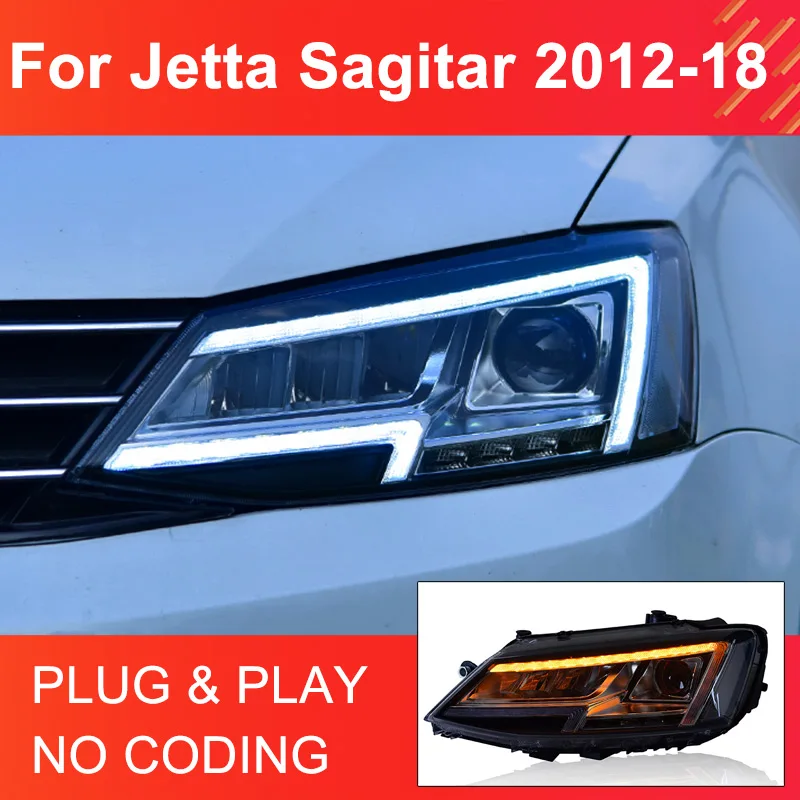 

1 Pair LED Head Light Assemly for VW Jetta Satigar 2012-2018 Headlights Plug and Play with LED DRL Dynamic Turning Head Lights