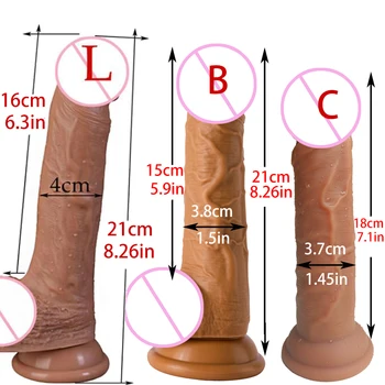 Realistic Dildo Skin Feeling Huge Penis Double Layer Silicone Dildos with Suction Cup for Women Masturbation Lesbain Sex Toy 5