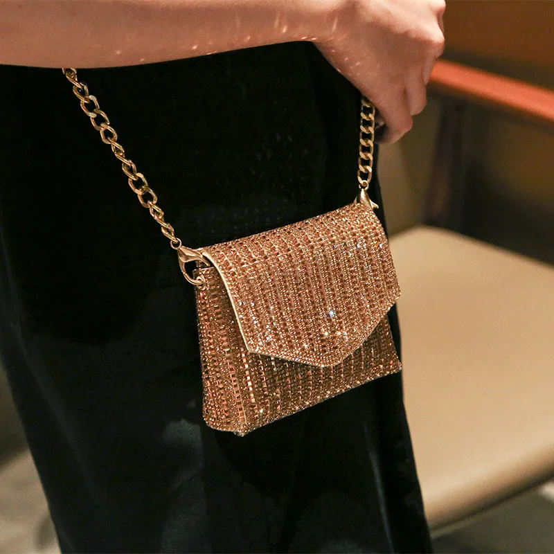 

New Water Drill Bag Mini Chain Bags Diamond-studded Noble Light Luxury Bling Flash Drill Dance Sparkle Crossbody handbag