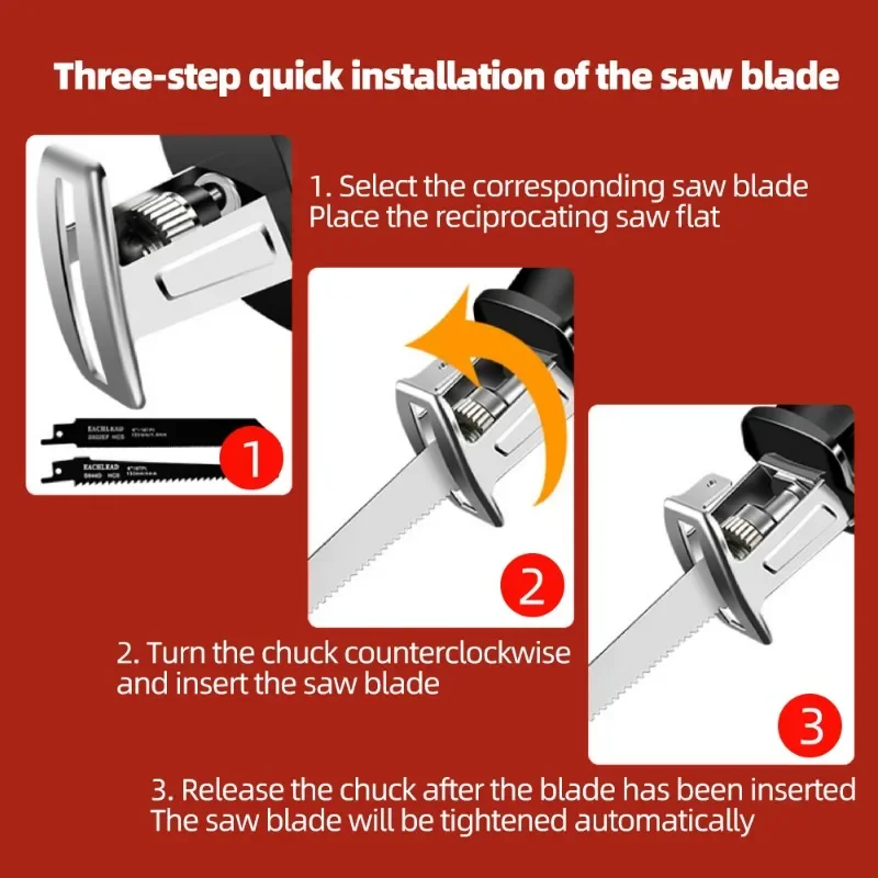 Cordless Reciprocating Saw For Dewalt 18V 20V Battery Electric Cutting Saber Saw Wood Metal Pipe Cutting Power Tools（No Battery） 5