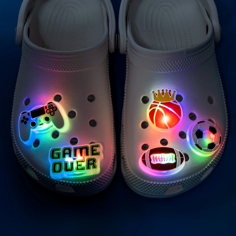 Sports LED Shoe Charms - Football & Basketball Themed Decoration Accessories