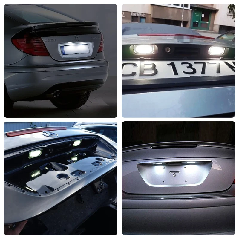 2Pcs For Benz W203 2-Door Coupe White LED Number License Plate Light