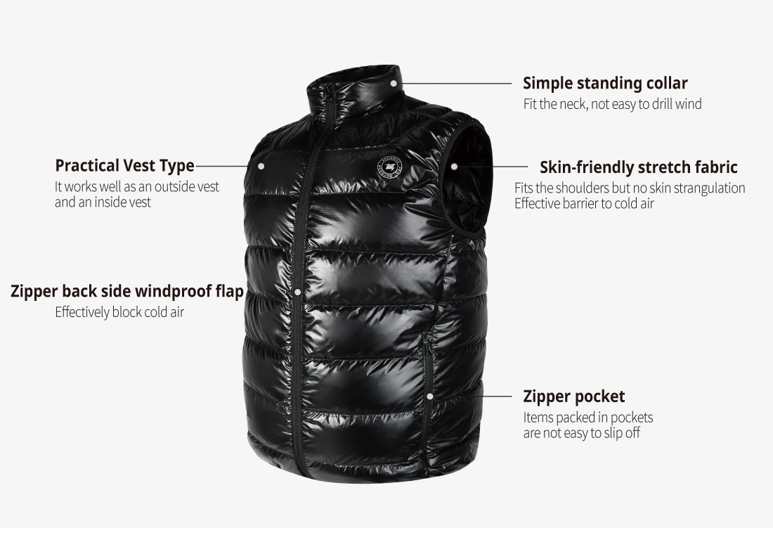 Description Picture 5 of itemAEGISMAX Premium Men Down Vest for Hiking Climbing Skiing Winter Sleeveless Jacket Ultralight Goose Down Waistcoat Unisex