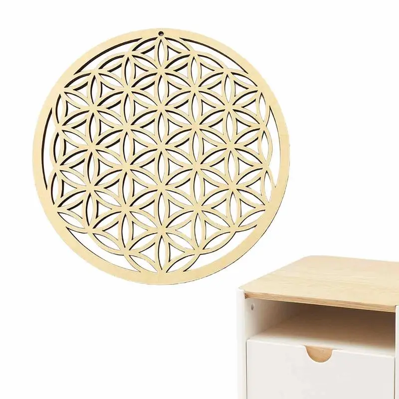 

Wood Crystal Grid Board Flower Of Life Sacred Geometry Wood Wall Art Flower Of Life Spiritual Home Decor For Yoga/Meditation