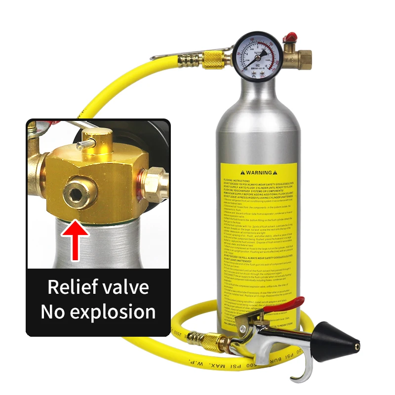 자동차 A/C 시스템 파이프라인 플러싱 도구 세트, 자동차 에어컨 파이프 청소 병, 알루미늄 합금 소재