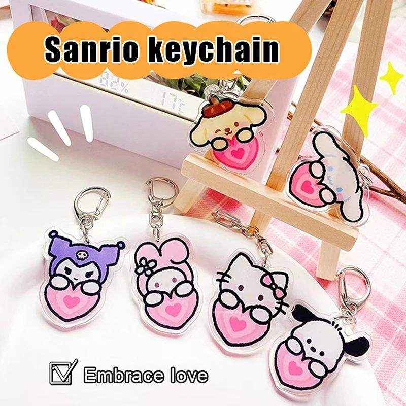 

Милый прозрачный акриловый брелок для ключей Sanrio Kuromi для девочек, брелок для ключей с эмоциями для девочек, подарок на день рождения