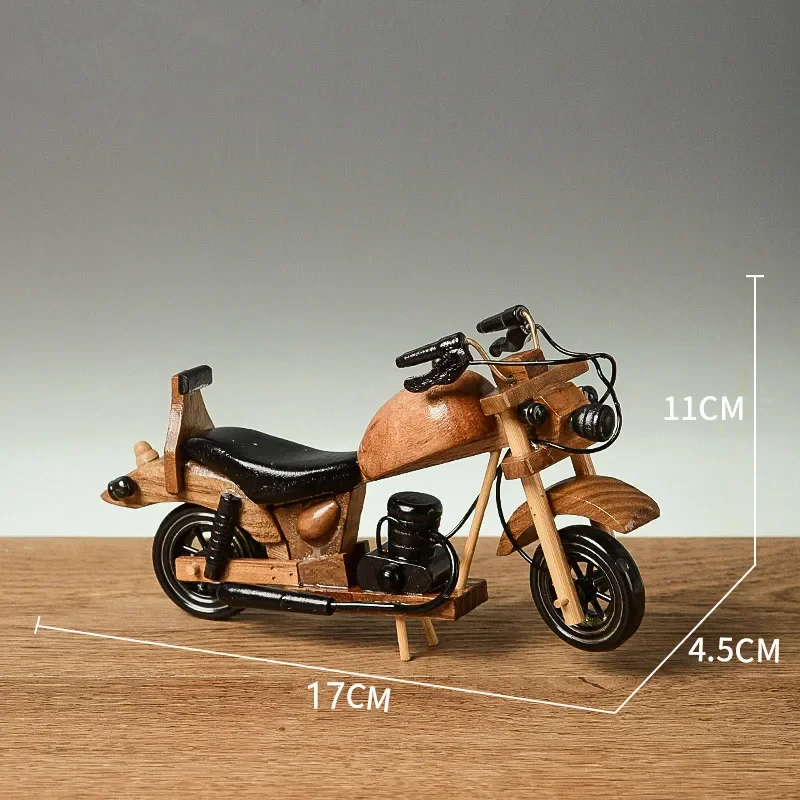 Retro Wooden Motorcycle Model Car Toy Doll Ornaments Handmade Home Office Decoration Crafts Children's Birthday Gifts ornament crafts miniature ornament miniature figurines wooden figurine crafts resin crafts glass fruit pendants