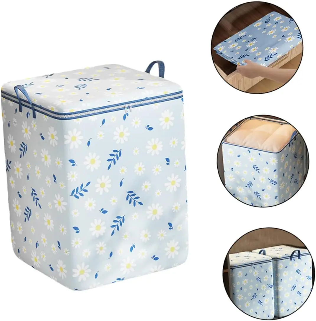 Large Capacity Quilt Storage Bag Comforter Bag Non-Woven Fabric Zipper Closure for Home Dormitory Use 4