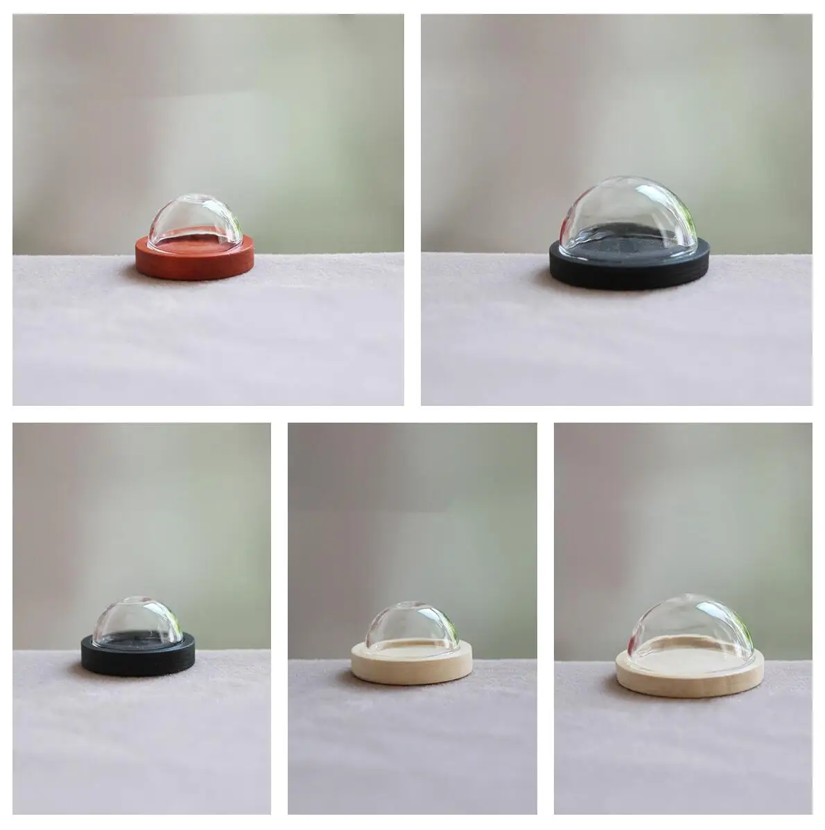 50/100X 12/20/25/30/40mm 반구형 유리 디스플레이 돔 클로슈 나무 받침대 장 디스플레이 돔 케이스 글로브 인형집 장식