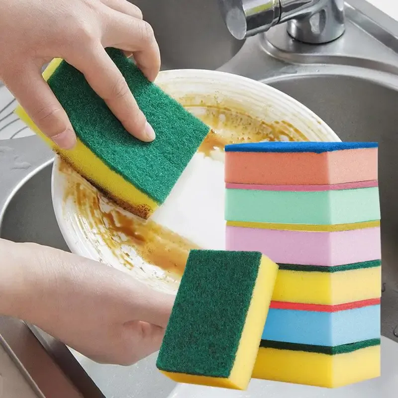 10Pcs Double Side Dishwashing Sponge Pan Pot Dish Wash Sponges Household Cleaning Tools Kitchen Tableware Dish Washing Brush
