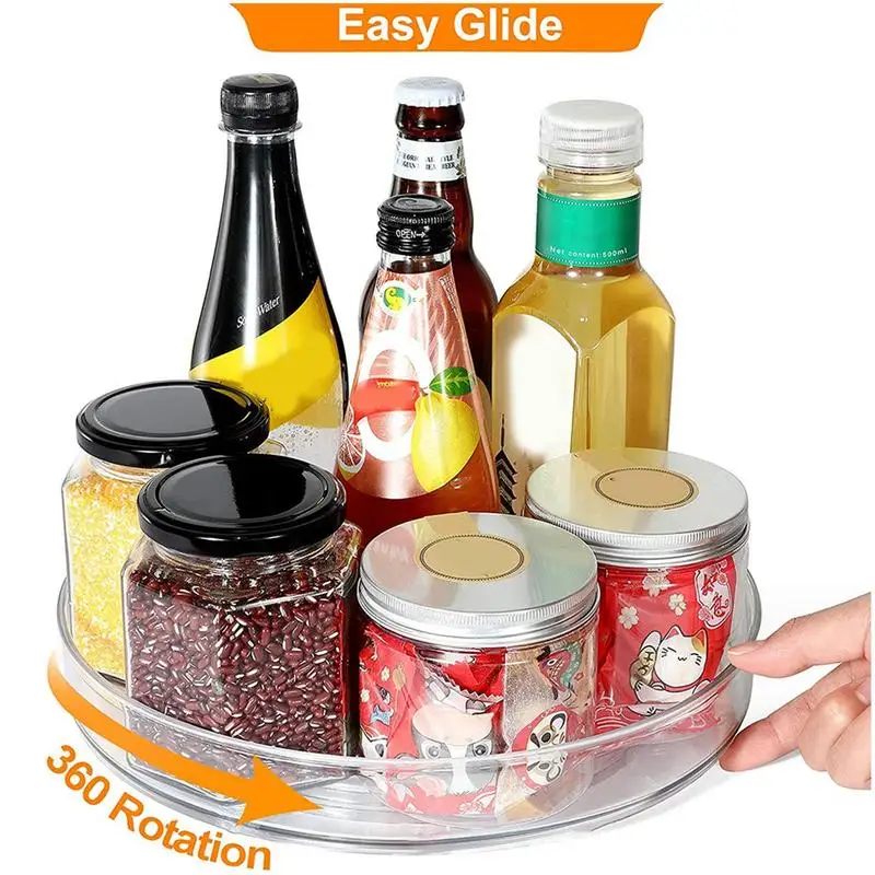 Rotating Fridge Organizer Holder Acrylic Cabinet Spice Rack Rotating Spice Rack Spinning Organizer Rotating Turntable Organizer 2