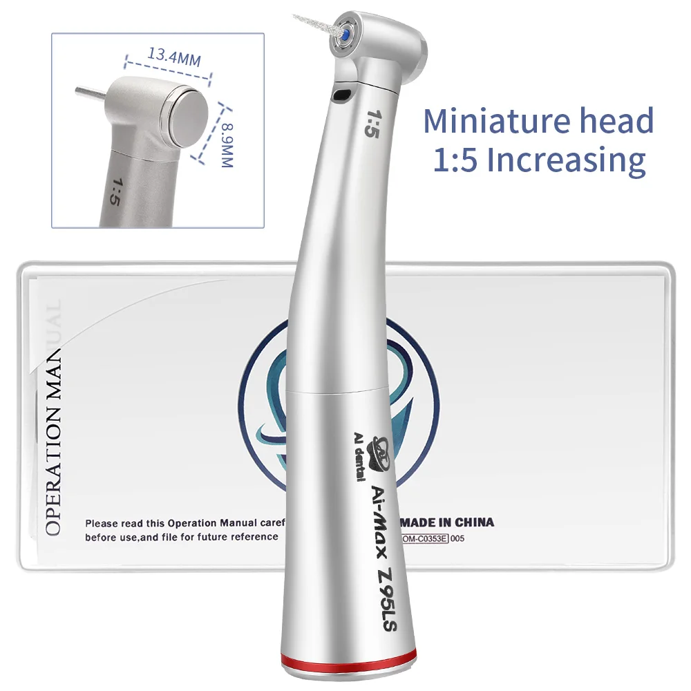 

Smallest Head Dental Tool 1:5 Increasing Red Ring High Speed Contra Angle Handpiece for FG Burs AI-Z95LS