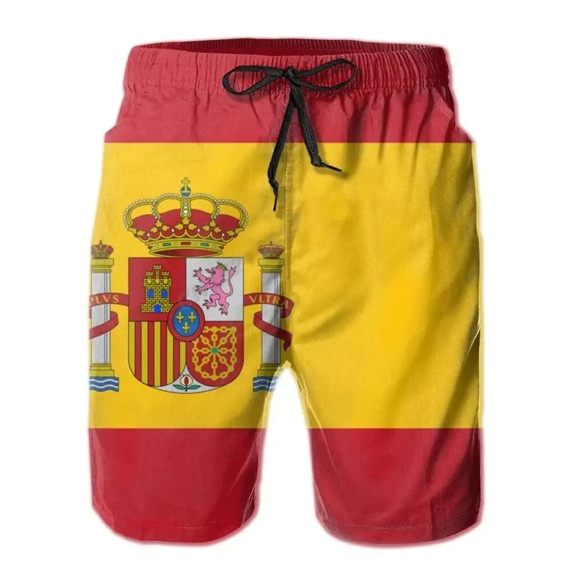 Summer Men's Swimsuit Spain Flag Print Surfing Board Beach Shorts New Fashion Oversized Trunks Sportwear Briefs Boy Short Pants 6