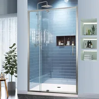 38-42" W x 71" H Swing Glass Shower Door,Pivot Semi-Frameless Glass Shower Door with 1/4"(6mm) Clear SGCC Tempered Glass 1