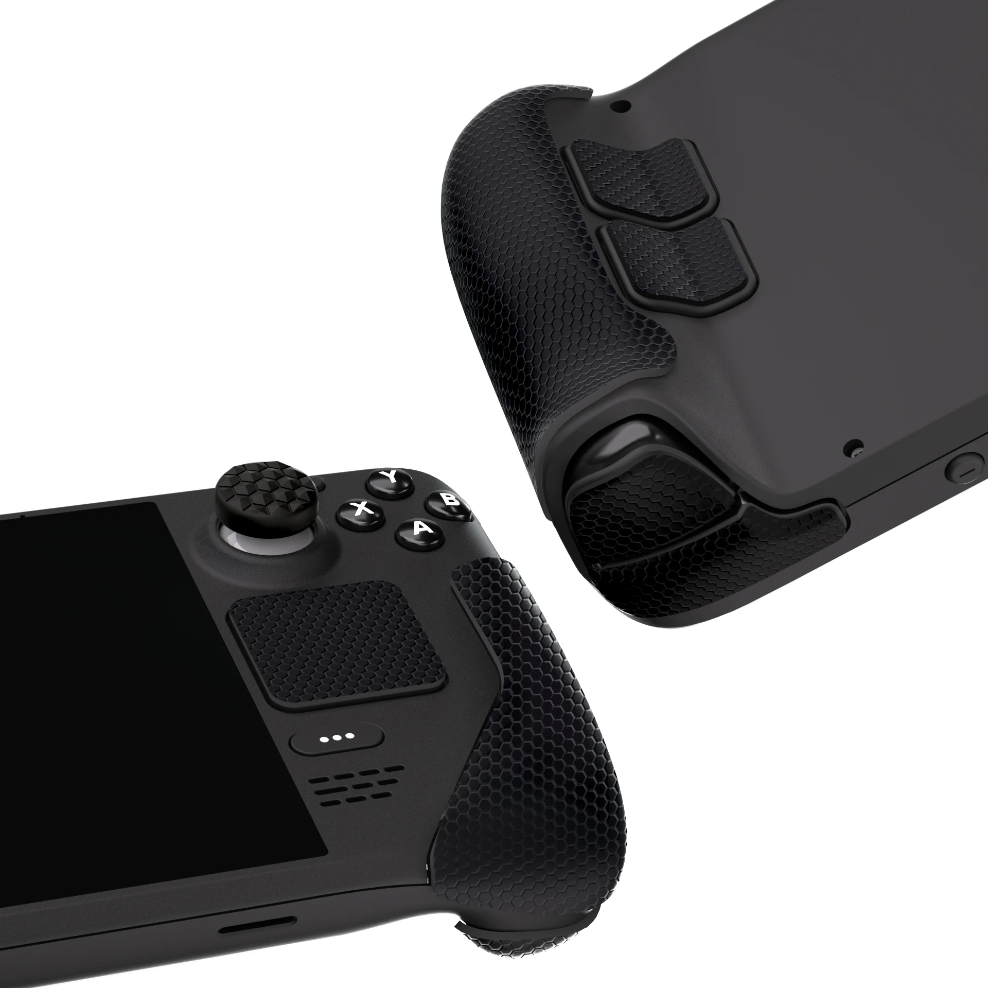 PlayVital 전문 소프트 핸들 그립 스팀 데크 LCD 및 OLED용 보호 트랙패드 스킨(벌집 질감) - 5가지 색상