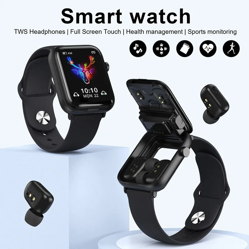 2022 Smart Watch Earphone 2 In 1 Ip67 Waterproof Bluetooth 5.0 Business