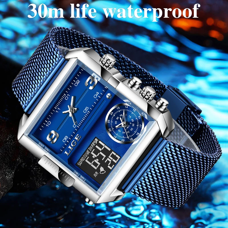 Luxury Men Watch Unique Designer Watches 2 Time Zone Stainless Steel Big  Dial Male Wristwatch with Bracelets Relogio Masculino - AliExpress