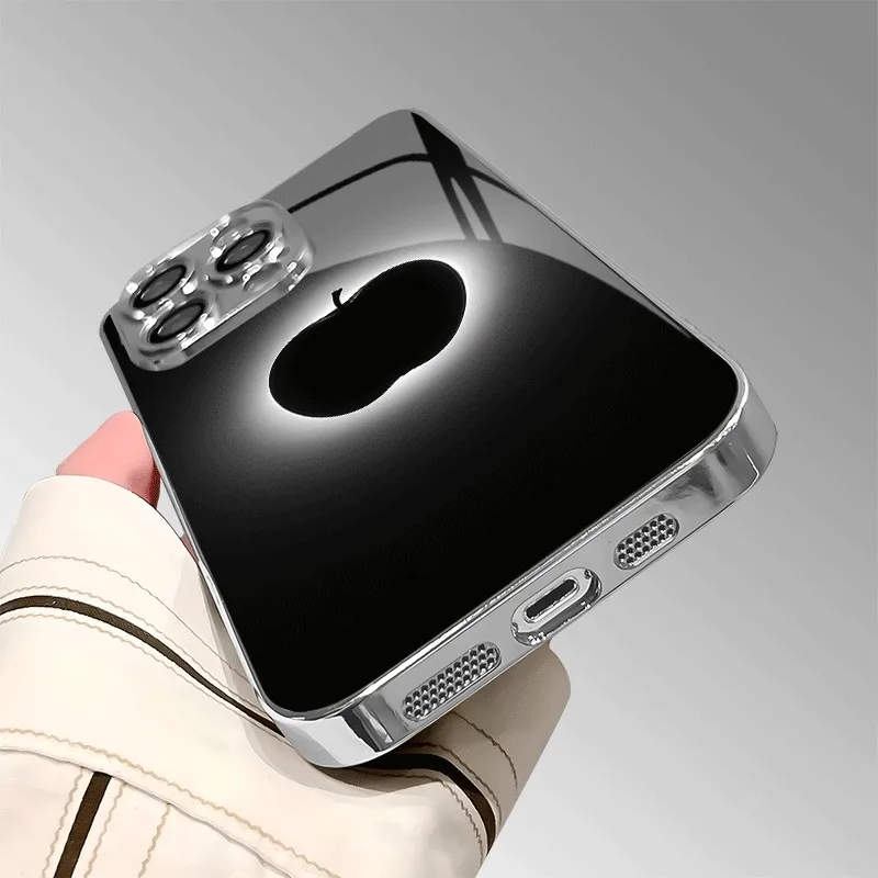 Elegant Black and White Glass Electroplated Phone Case Cover