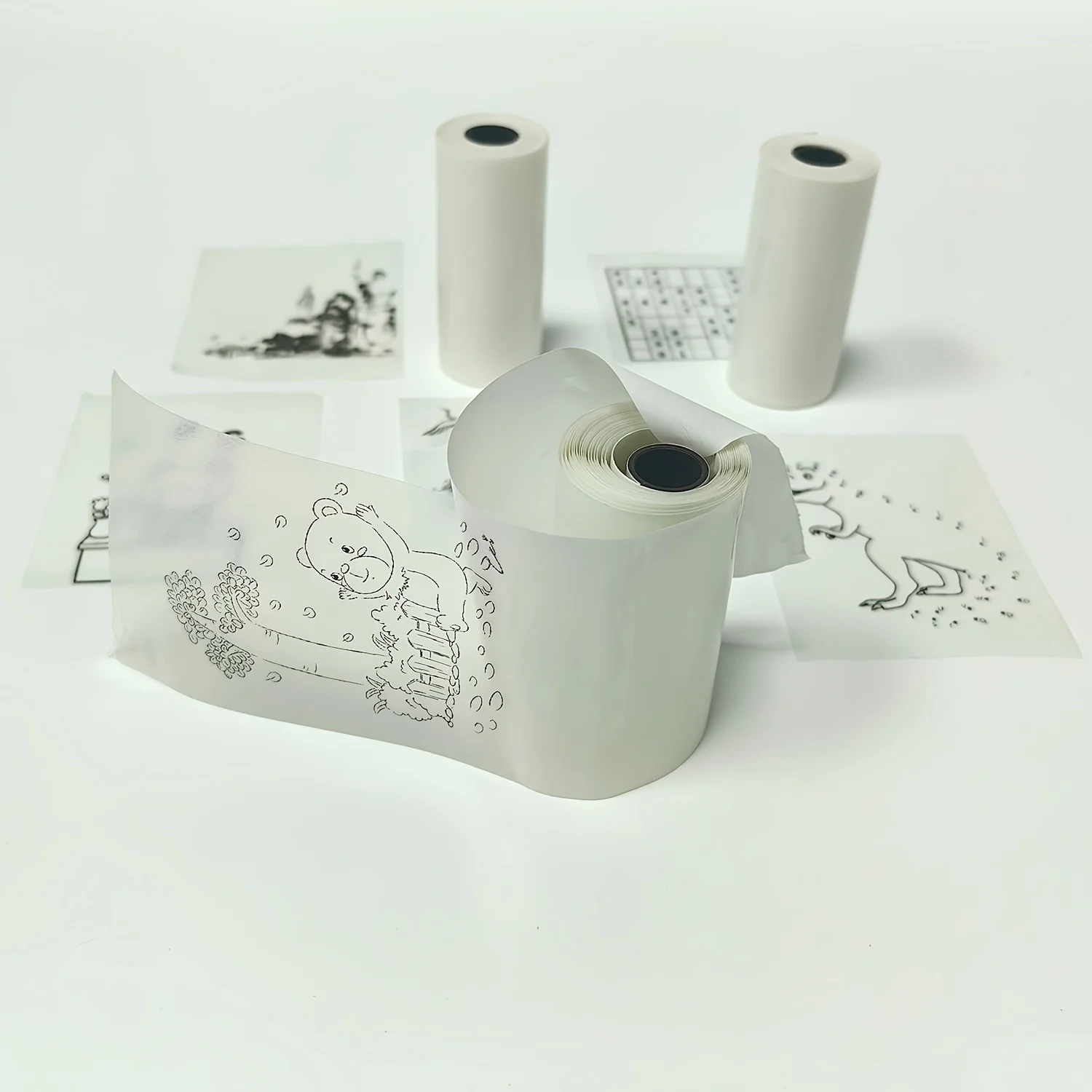 투명 감열지 롤 57mm, 미니 프린터용 자가 접착 투명 스티커, 잉크 없음, 즉시..