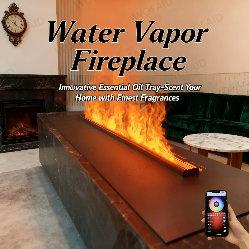 เตาผิงไฟฟ้าแบบพ่นควัน 3 มิติ สำหรับห้องนั่งเล่น เปลวไฟปลอมหลากสี เตาผิงไฟฟ้าติดผนัง เตาไฟฟ้าสำหรับสวน 1