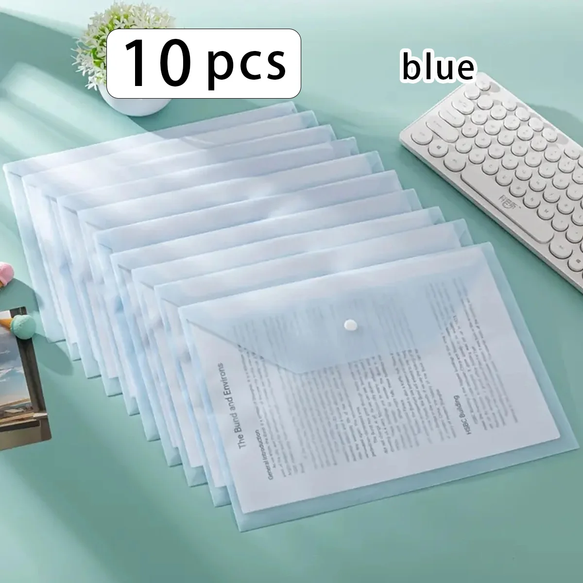 10 pcs תיקיות פלסטיק עבור מסמך, A4 מעטפות פלסטיק בגודל A4 עם סגירה, שקיות קבצים ברורות למשרד בית הספר