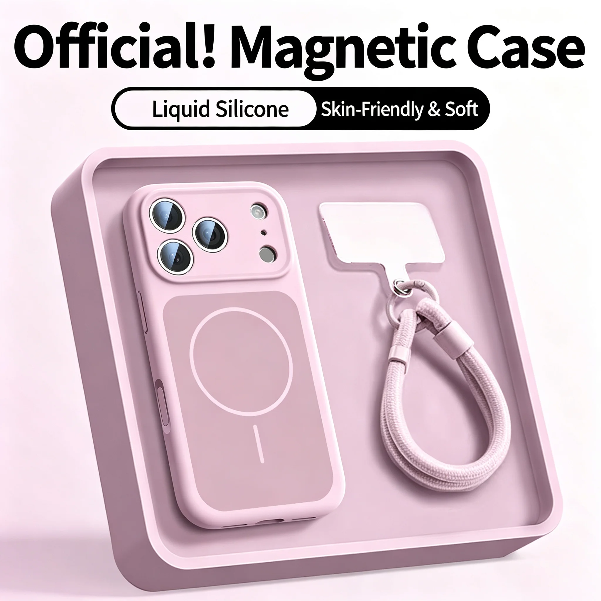 Lanyard Phone Case with Liquid Silicone Magnetic Cover and Magsafe Compatibility