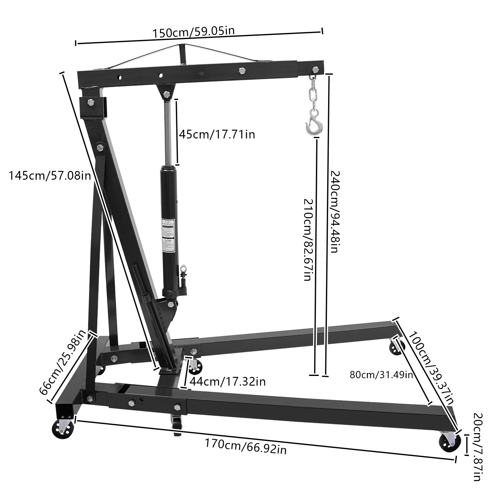 Engine Hanger Engine Crane Hydraulic Car Crane 1T Ton Folding Mobile Auto Maintenance Tool