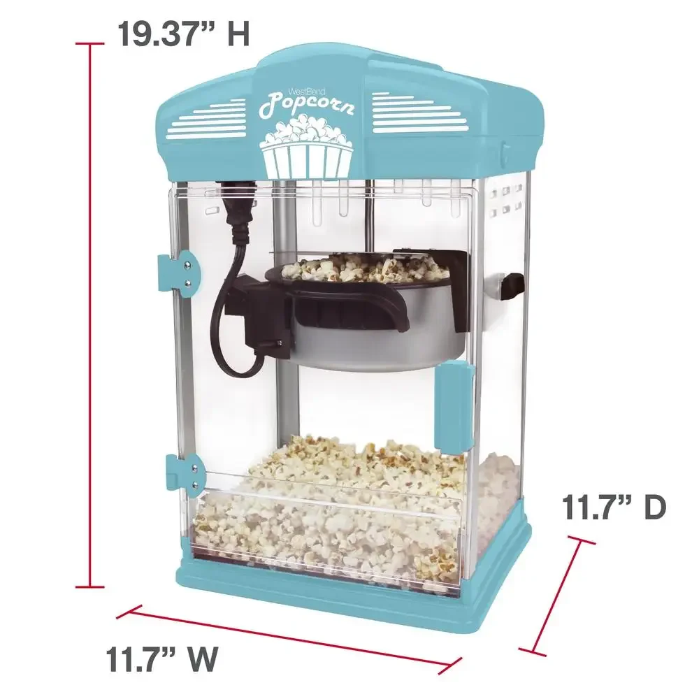 Theater Style Popcorn Popper Machine 4-Ounce Blue Nonstick Kettle Movie Night Experience Includes Serving Tray Easy Clean-Up 5