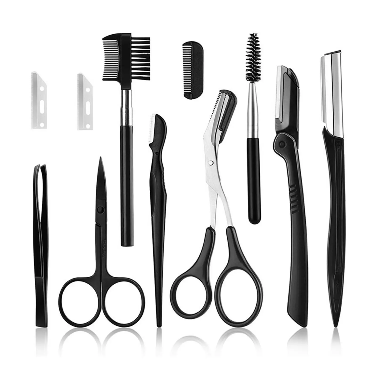 11-in-1 Eyebrow Grooming Set, Professional Steel Brow Eyebrow Brush