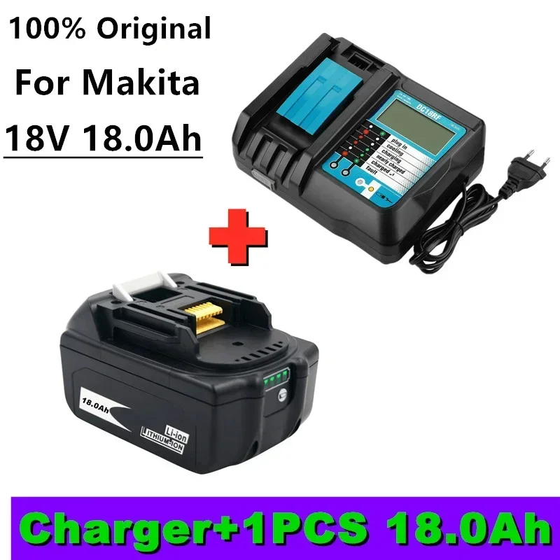 

100% BL1860 Rechargeable Battery 18 V 18000mAh Lithium Ion for Makita 18v Battery BL1840 BL1850 BL1830 BL1860B LXT 400+Charger