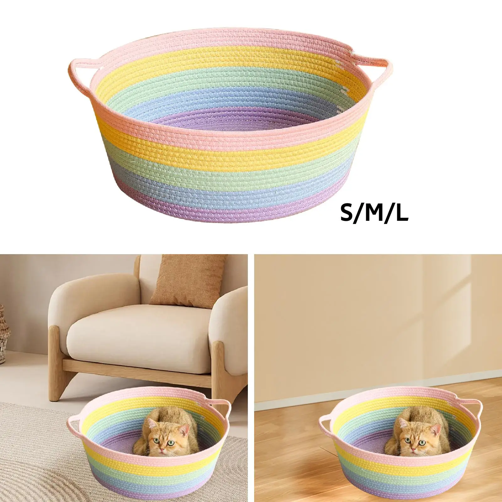 Cotton Rope Woven Cat Bed Furniture Protection Wear Resistant Adorable Cat Scratcher for Summer Winter Bunnies Small Dogs Puppy