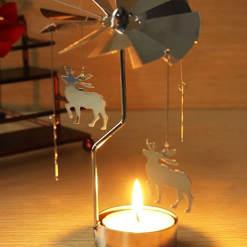 Christmas Decorations Christmas Decorations Spinning Rotary Metal Carousel Tea Light Candle Holder Stand Light Xmas Gift Candelabra for Home christmas decorations candle holders