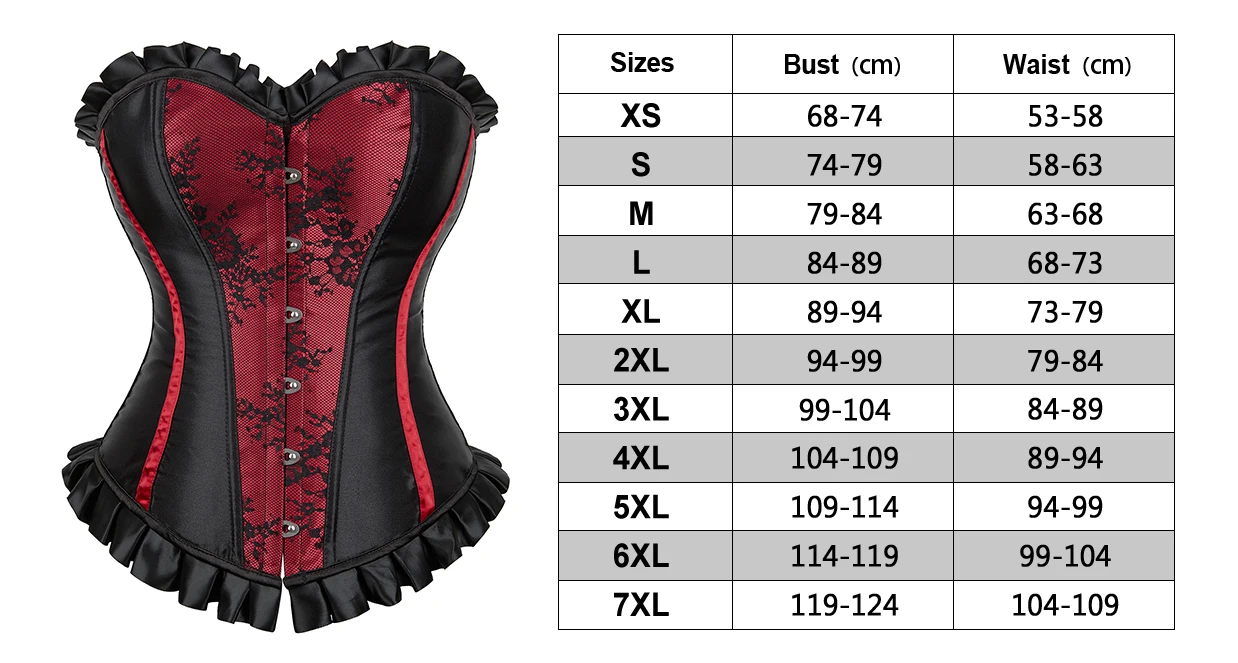 Description Picture 3 of itemSatin Corset Top Overbust Victorian Corsets and Bustiers Plus Size 6xl Backless Corsets for Women fashion Blue Purple White