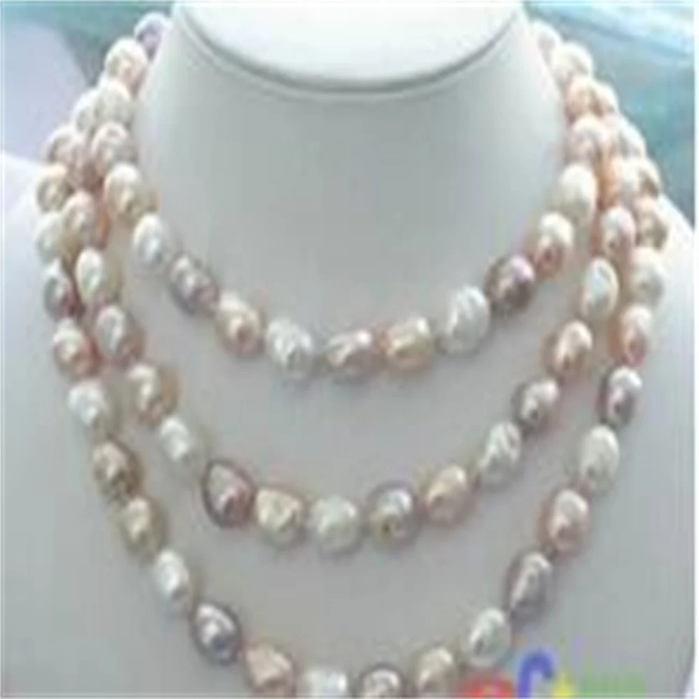 

NEW long 42 "8-9mm baroque multicolor freshwater pearl necklace AAA