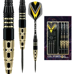 3 Pcs Professional Dart Set 22g Metal Tip Precision Engraved Brass Barrel with Extra Nylon Shaft Protector Dart Case