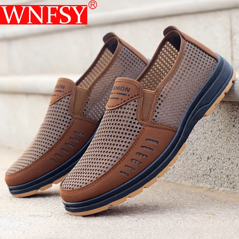 

Wnfsy Men's Casual Shoes Lightweight Breathable Non-slip Super Light Flats Fashion Mesh Large Size Male Shoes Zapatillas Hombre