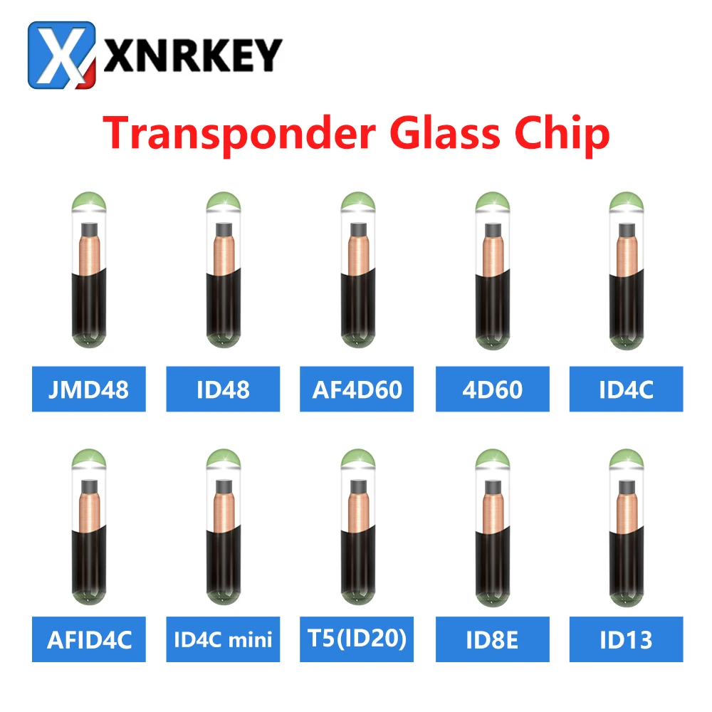 XNRKEY 5 Pcs JMD48 AF4D-60 ID48 ID4C ID8E T5(ID20) ID4CMINI ID13 Original and Aftermarket Transponder Car Key Glass Chip Blank