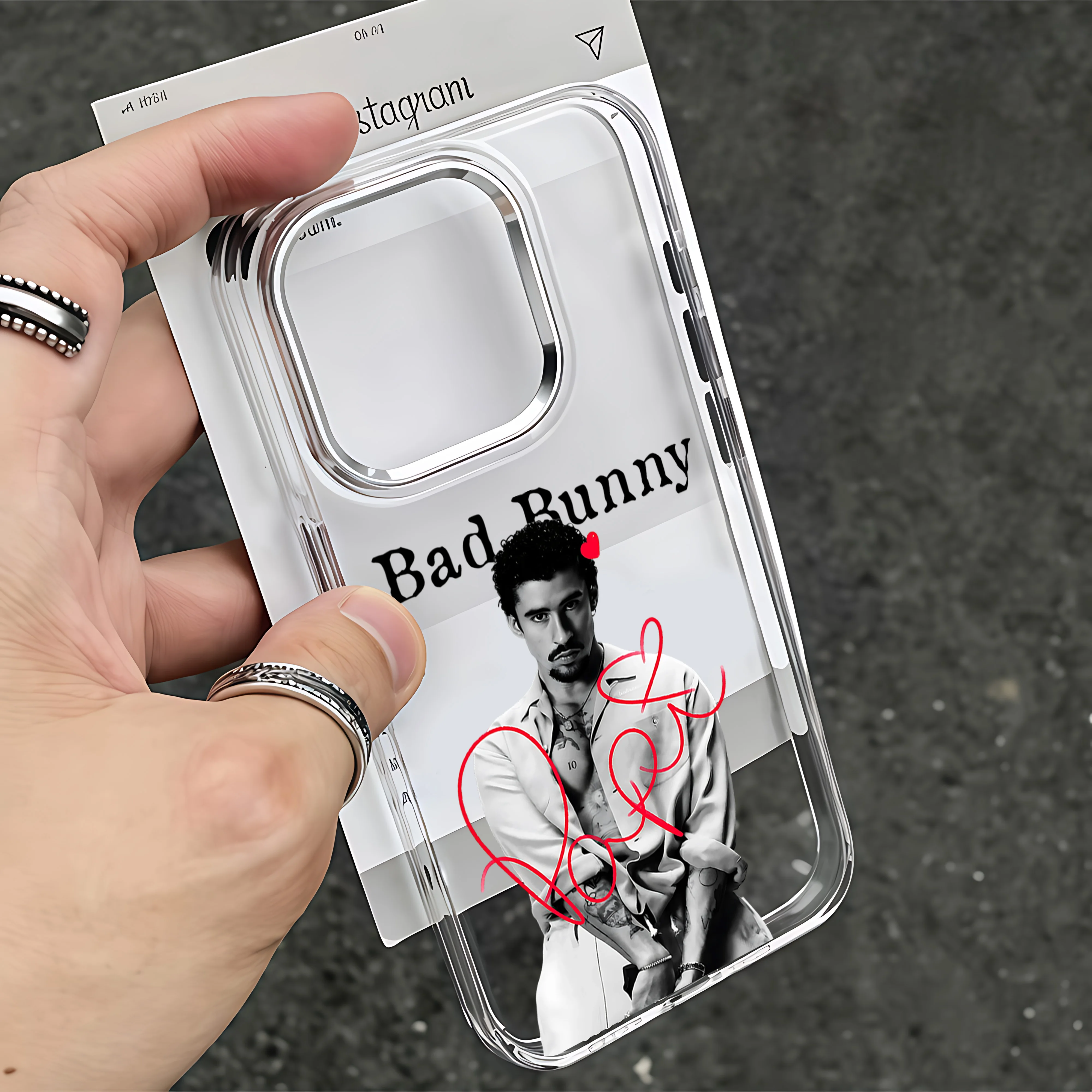 ตัวเลือกสินค้า เคส iPhone ลาย B-Bad Bunny ป้องกันแรงกระแทก ใส นุ่ม สำหรับ iPhone 16/17 Pro Max และรุ่นอื่นๆ