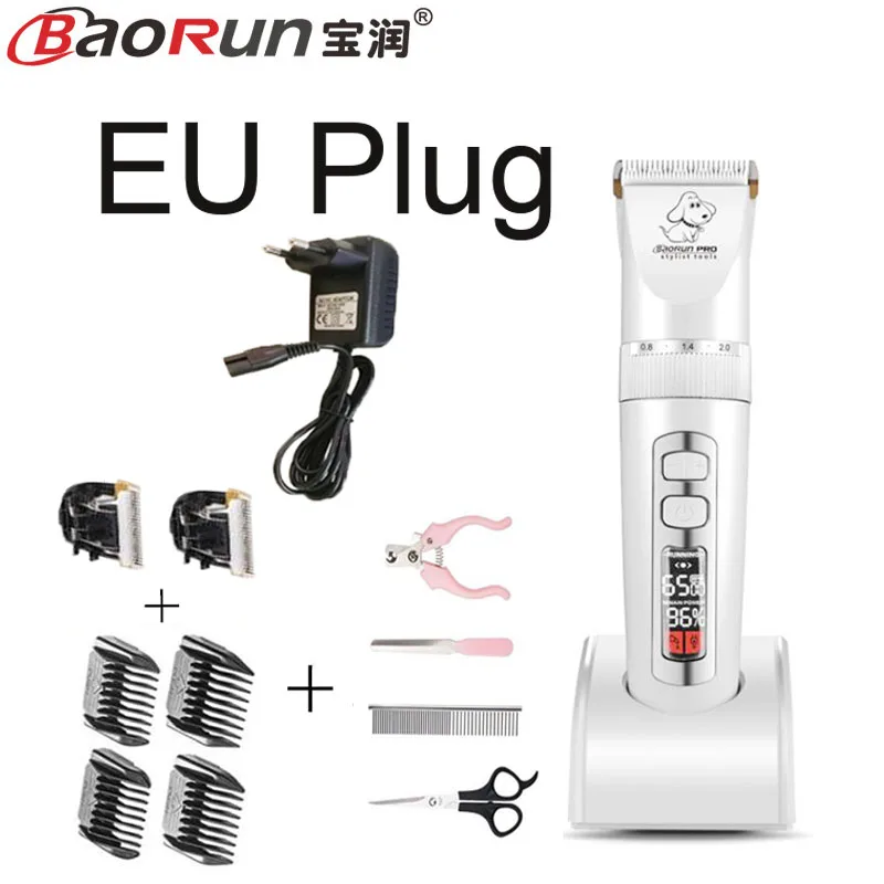 Pet Hair Trimmer Dog Hair Trimmer Dog Clipper Pet Clipper Hair Trimmer EU Plug Baorun P9 Rechargeable Pet Dog Animal Shaver Hair Cutter Trimmer Electrical Grooming Clipper Low Noise Cats Haircut