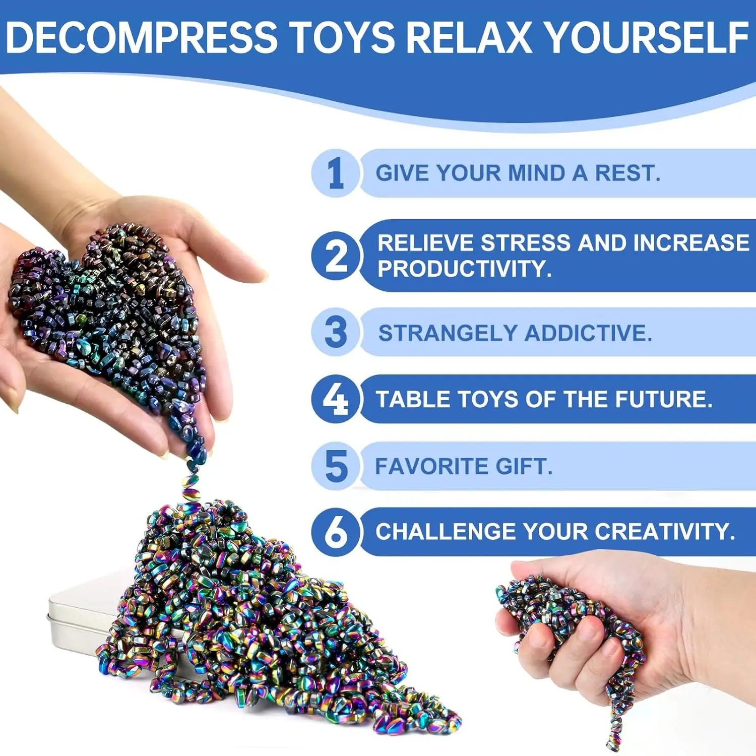Magnetic Ferrite Putty 500 pcs More Weak Magnet Bead Fidget Rock Pebbles Anxiety Anti Stress Relief Toys for Adults ADHD Autism anti stress toys,fidget toys,mini fingertip toy