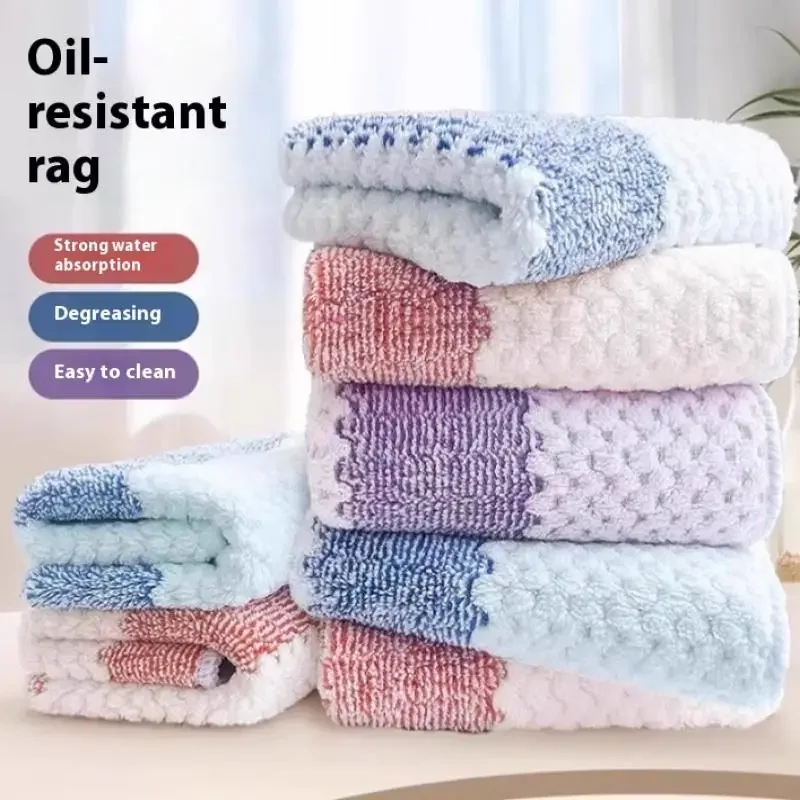 10Pcs/set Kitchen Cleaning Towels Cleaning Cloth For Tableware Dish Microfiber Absorbent Decontaminated Household Scouring Pads