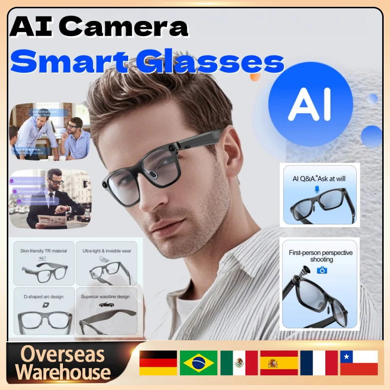 Lunettes intelligentes Q8 avec caméra 8MP et lentilles changeantes